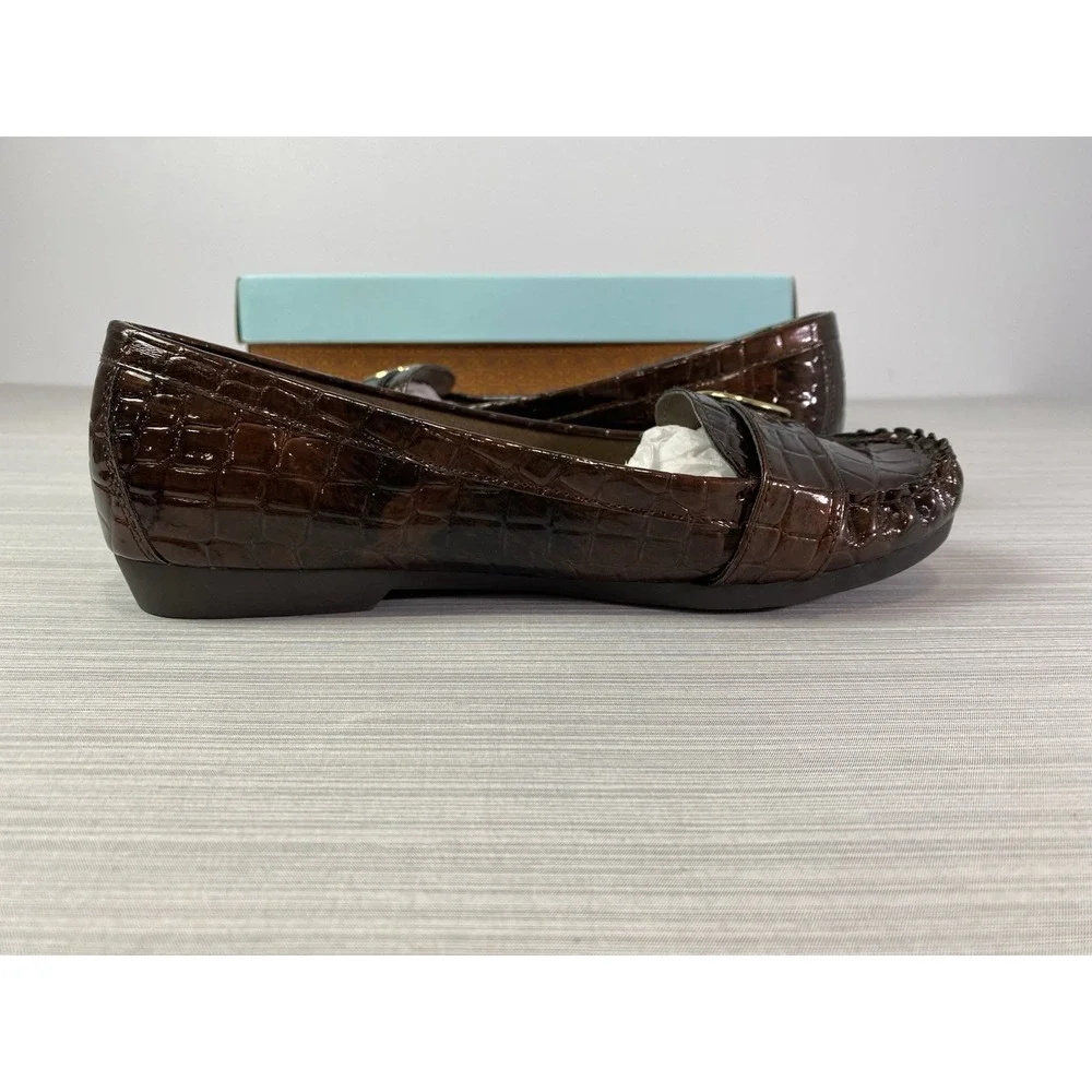 LifeStride‎ Women's Loafers Size 9.5 M Croc Print Equilla Brown